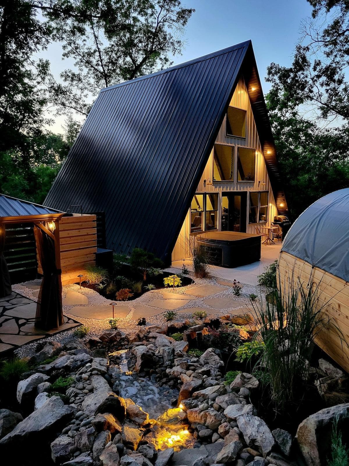 Brand new water feature, sauna, and outdoor shower.